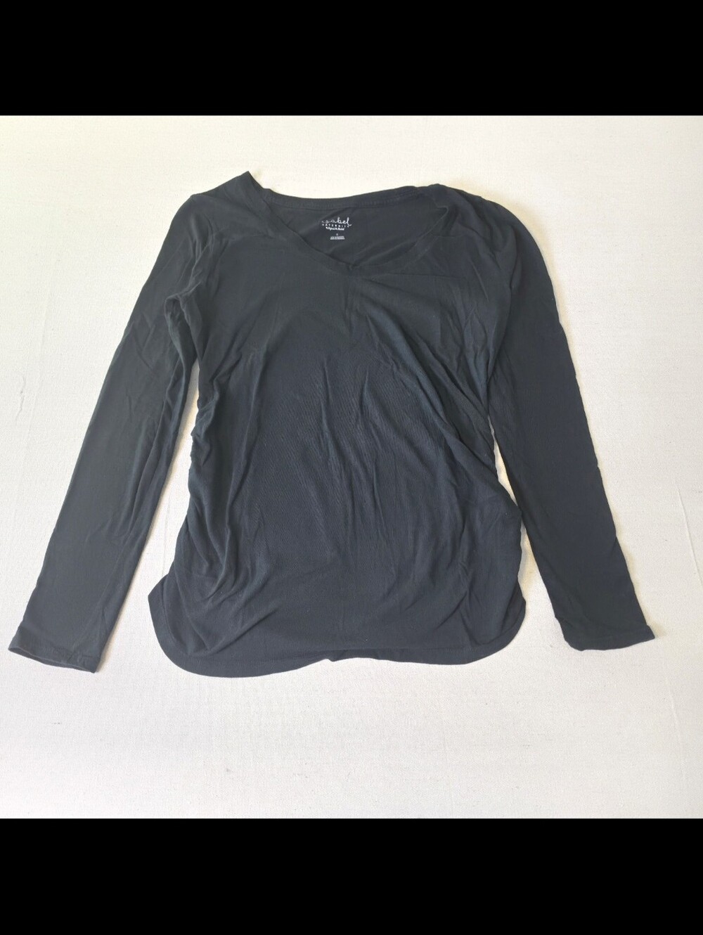 Isabel Maternity Scoop Neck Long Sleeve Maternity Shirt Black Women's S